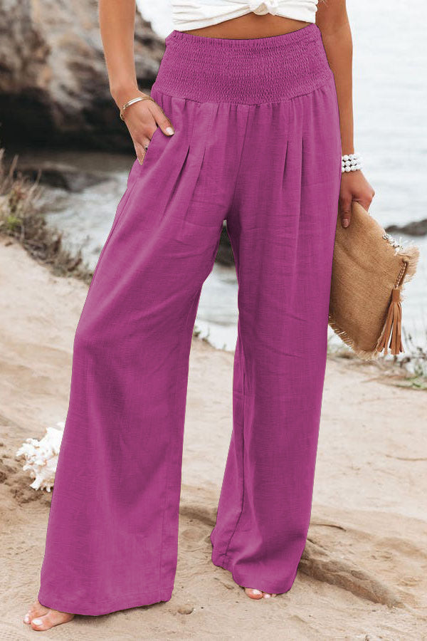 Plus Size Women's High Rise Wide Leg Pants with Pockets