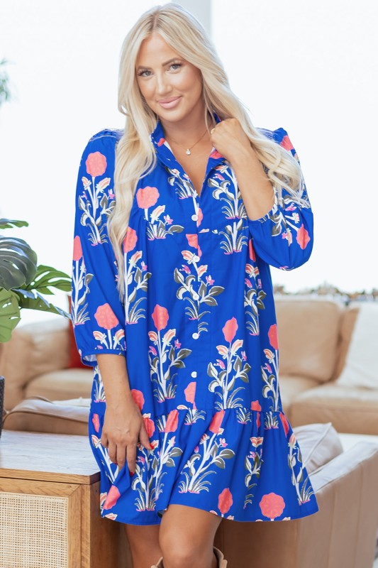 Zahra Sleeve Ruffle Hem Dress