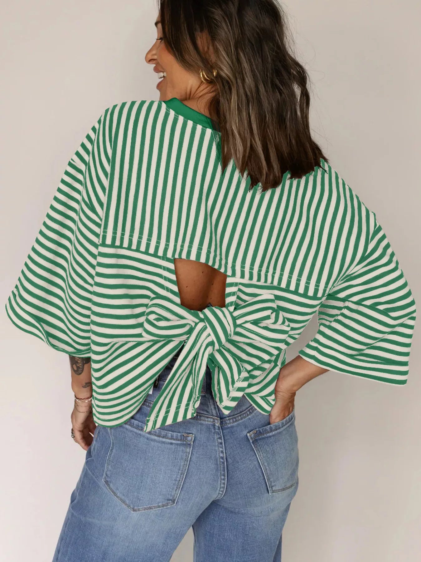 Striped Back Bow Tie T-Shirt