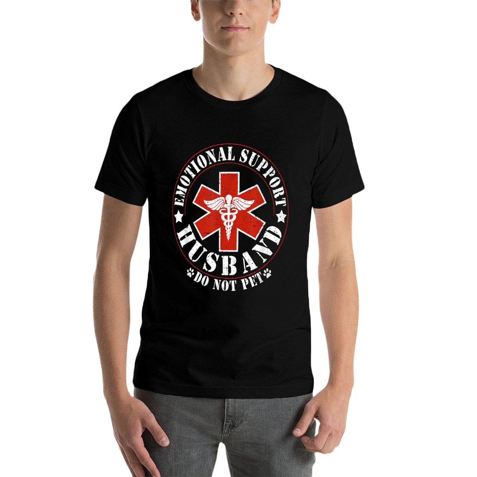 Emotional Support Husband Do Not Pet Funny Mens Husband Durable T-Shirt