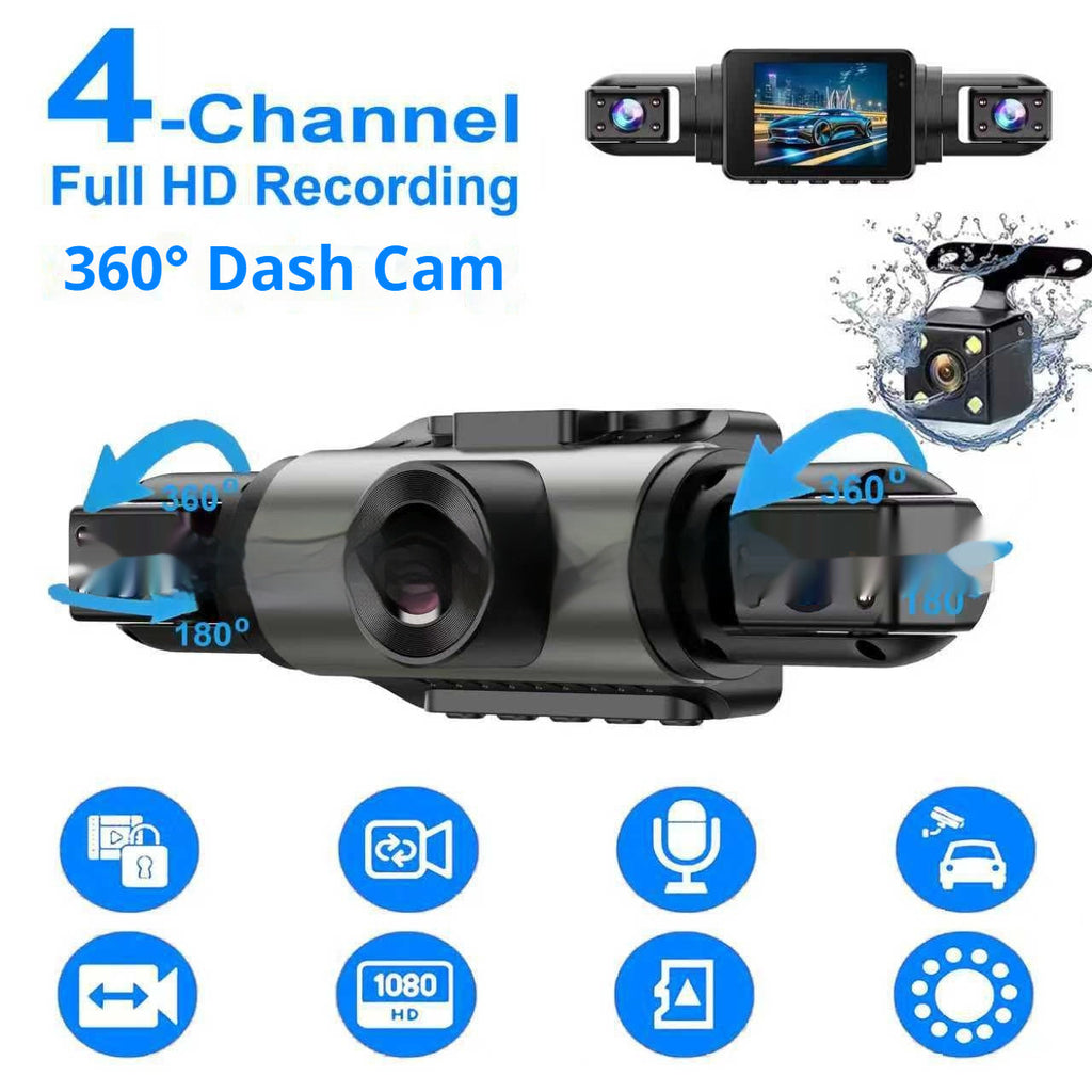 Hidden Four-Lens Simultaneous Recording IPS HD Dash Cam