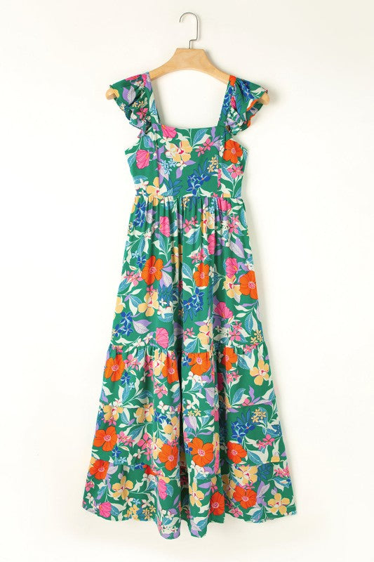 Floral Sleeveless Ruffle Tiered Maxi Dress