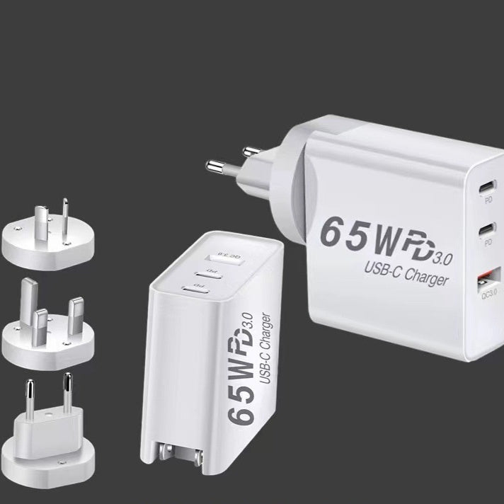 65W GaN Charger With US-standard Conversion Plug Fast-charging Adapter