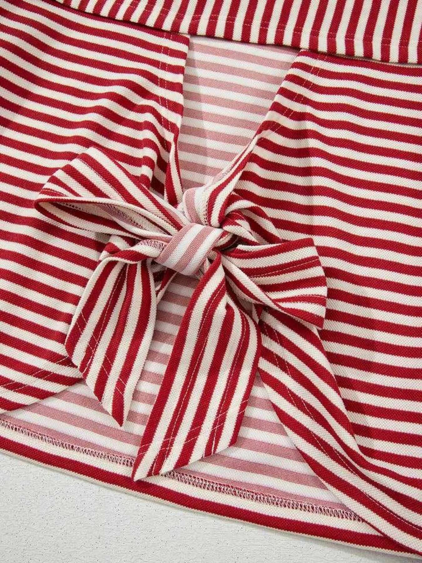 Striped Back Bow Tie T-Shirt