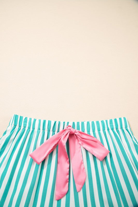 Stripe Ricrac Trim Shirt & Drawstring Shorts Set