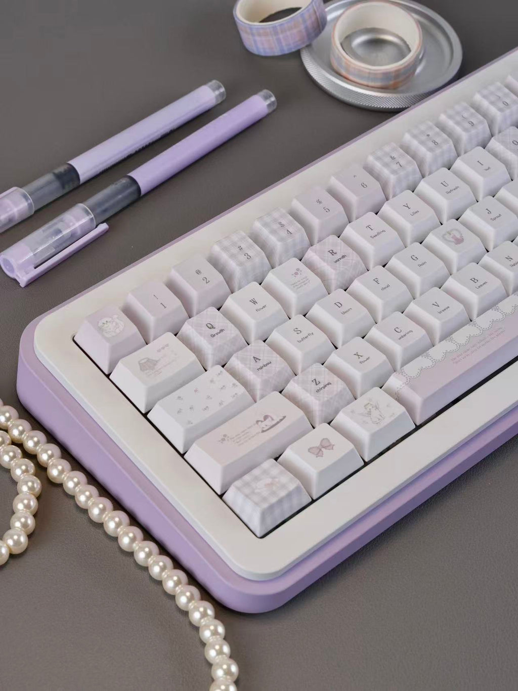 Meow Meow Hymn Keycaps In Protein Purple And Lavenderelegant
