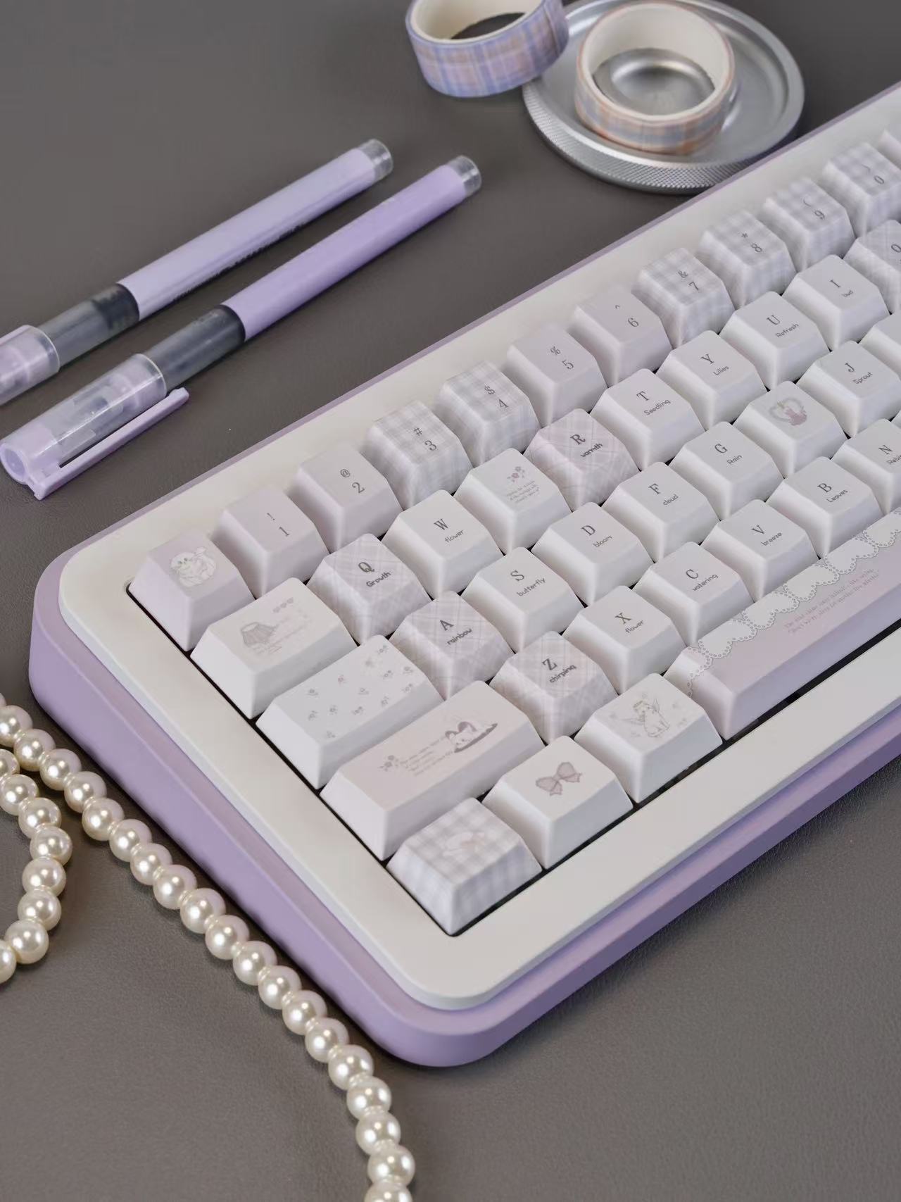 Meow Meow Hymn Keycaps In Protein Purple And Lavenderelegant