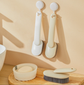Shoe brush with inclined handle-cream color-bristle PET+ handle PP-1 piece