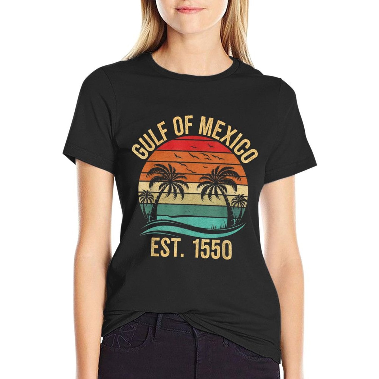 Gulf of Mexico Women Est 1550 Retro Vintage Beach Eco-friendly Material T-Shirt