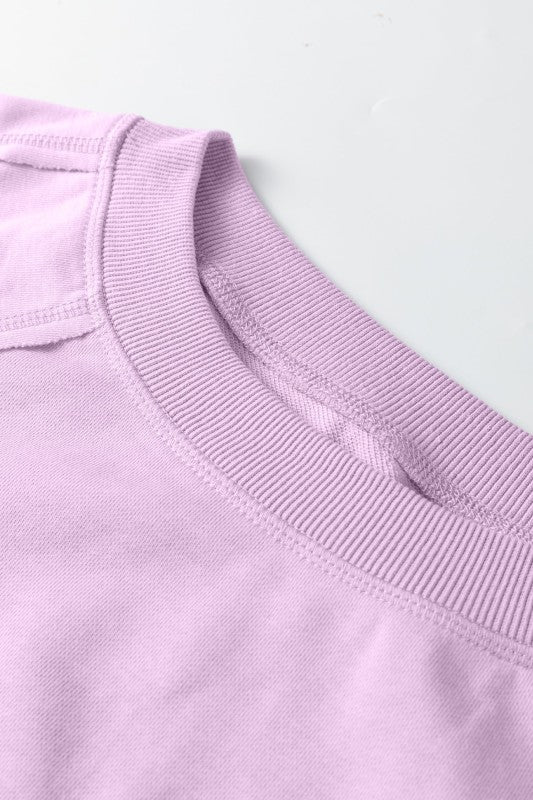 Solid Raw Seam Patchwork Baggy Sweatshirt
