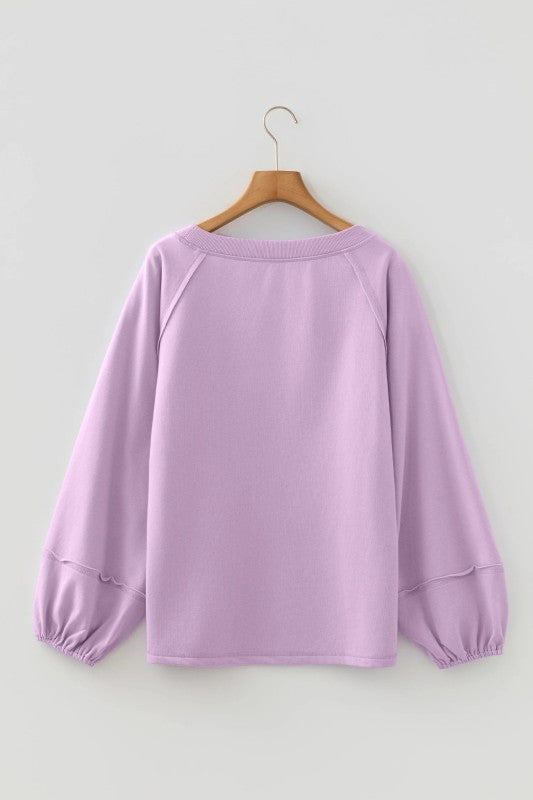 Solid Raw Seam Patchwork Baggy Sweatshirt