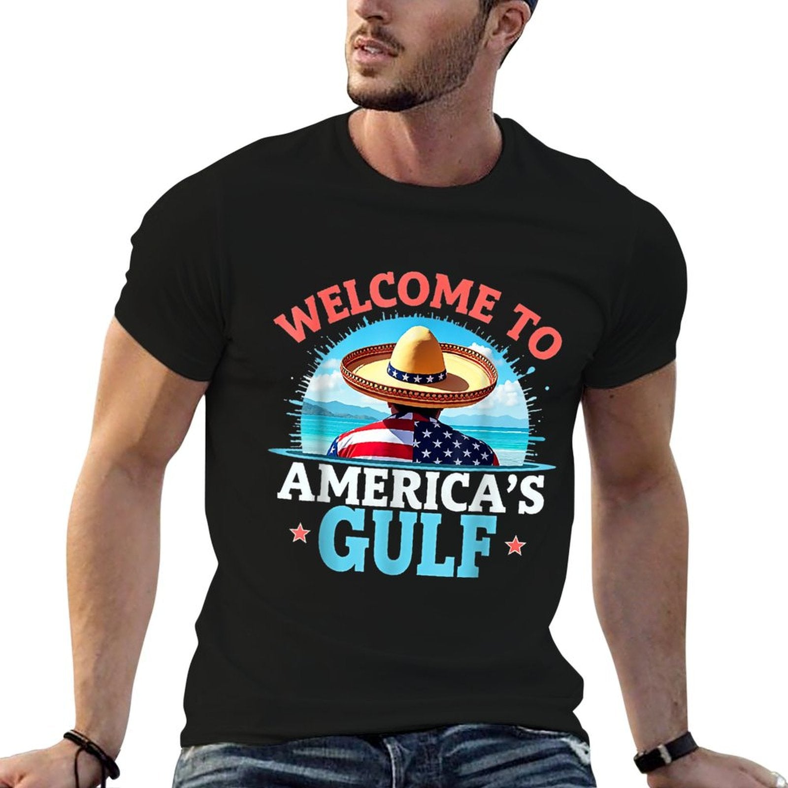 Gulf America Welcom To America's Gulf Slim-fit Cut T-Shirt