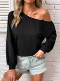 One-Shoulder Long Sleeve Casual Sweatshirt