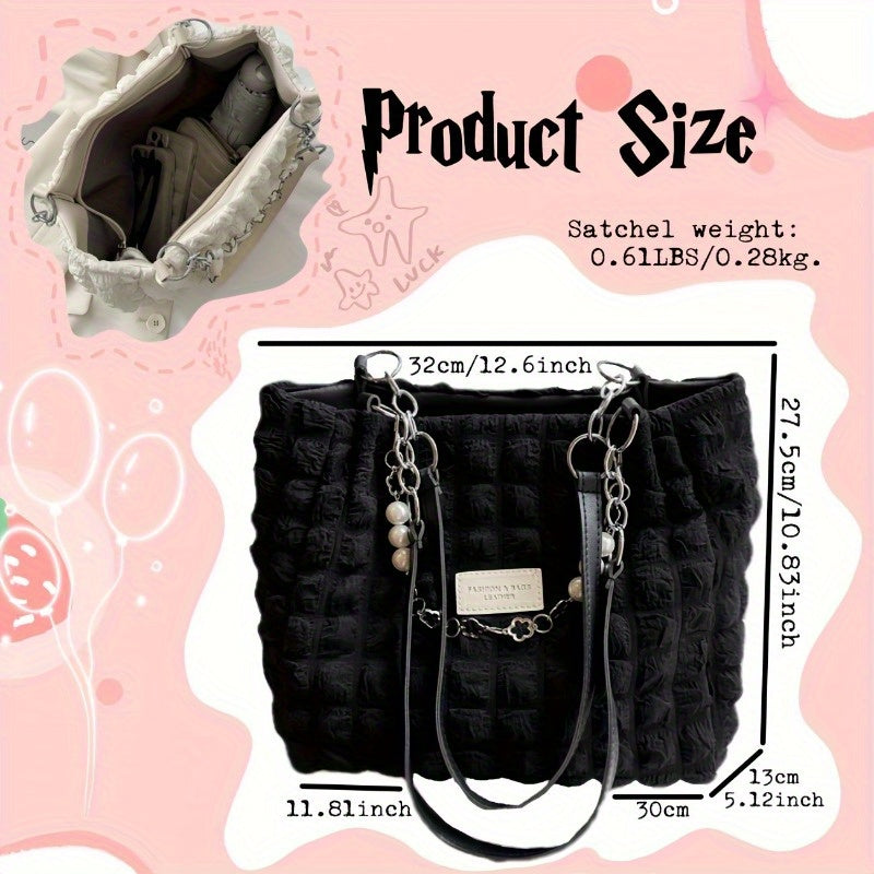 ] Elegant Women's Structured Pleated Bubble Shoulder Bag