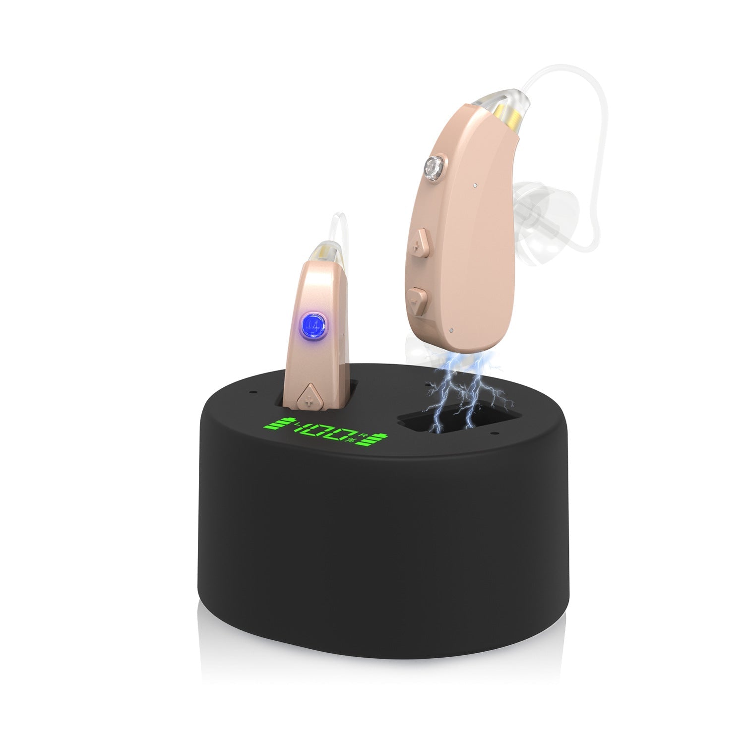 High-Power Ear-Hang Hearing Aid With Magnetic Charging