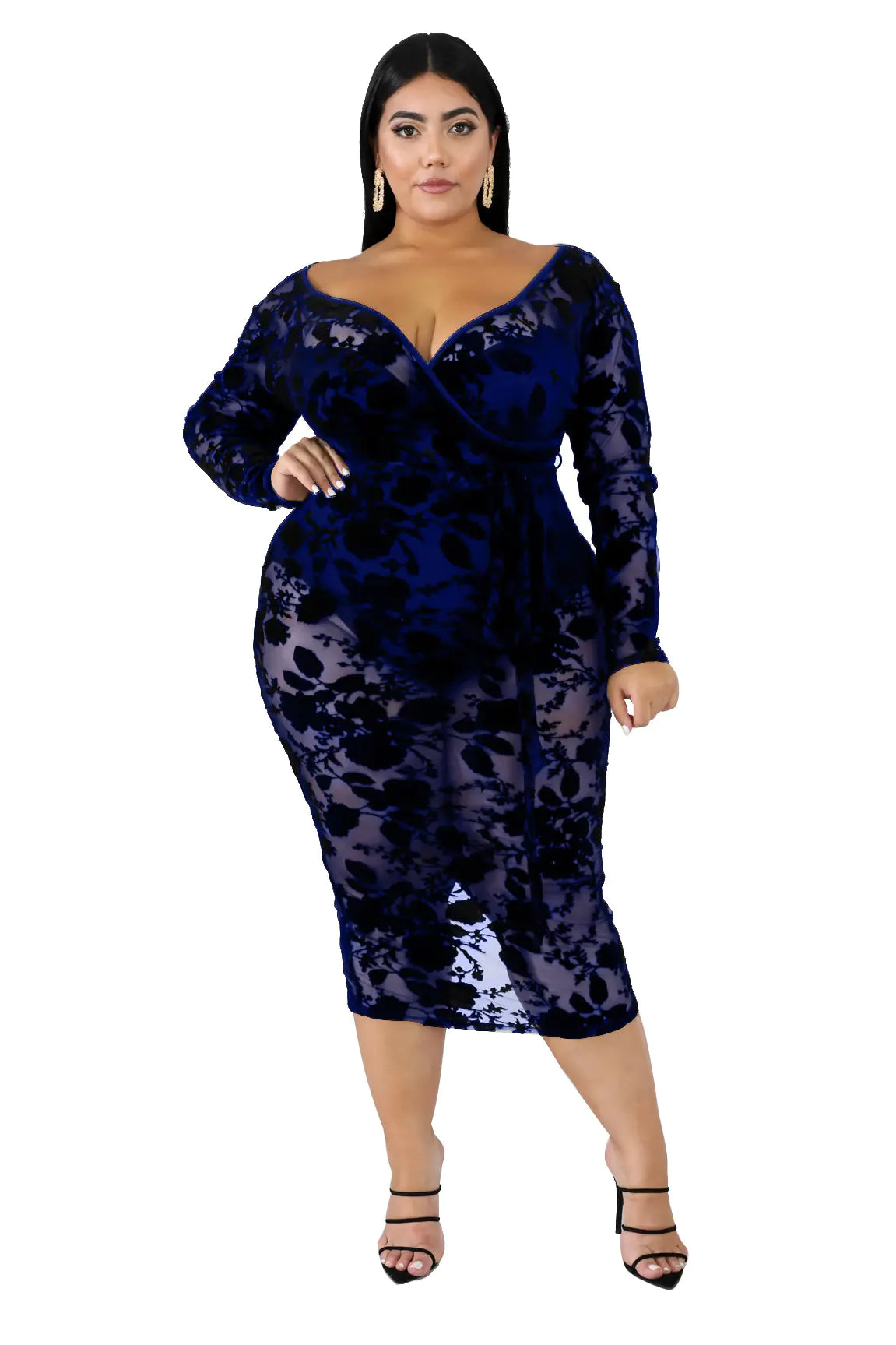 TMWEVN Plus Size Black Lace Bodycon Dress for Women