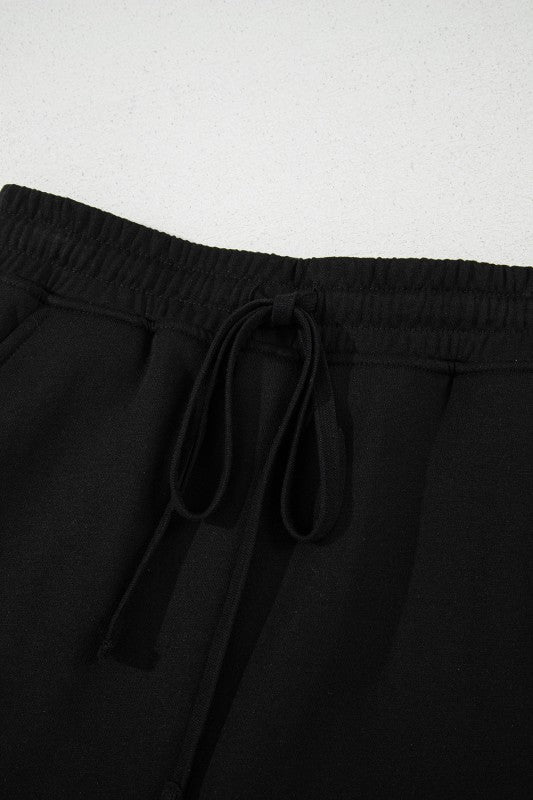Solid French Terry Drawstring Waist Mini Skort