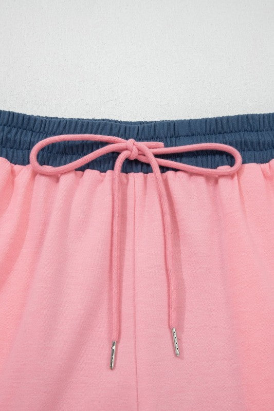 Colorblock Varsity Stripe Drawstring Shorts
