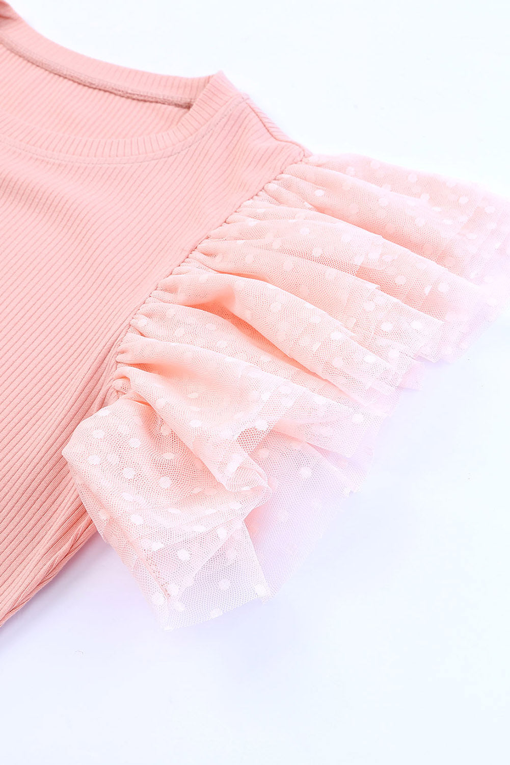 Ruffled Round Neck Cap Sleeve Blouse