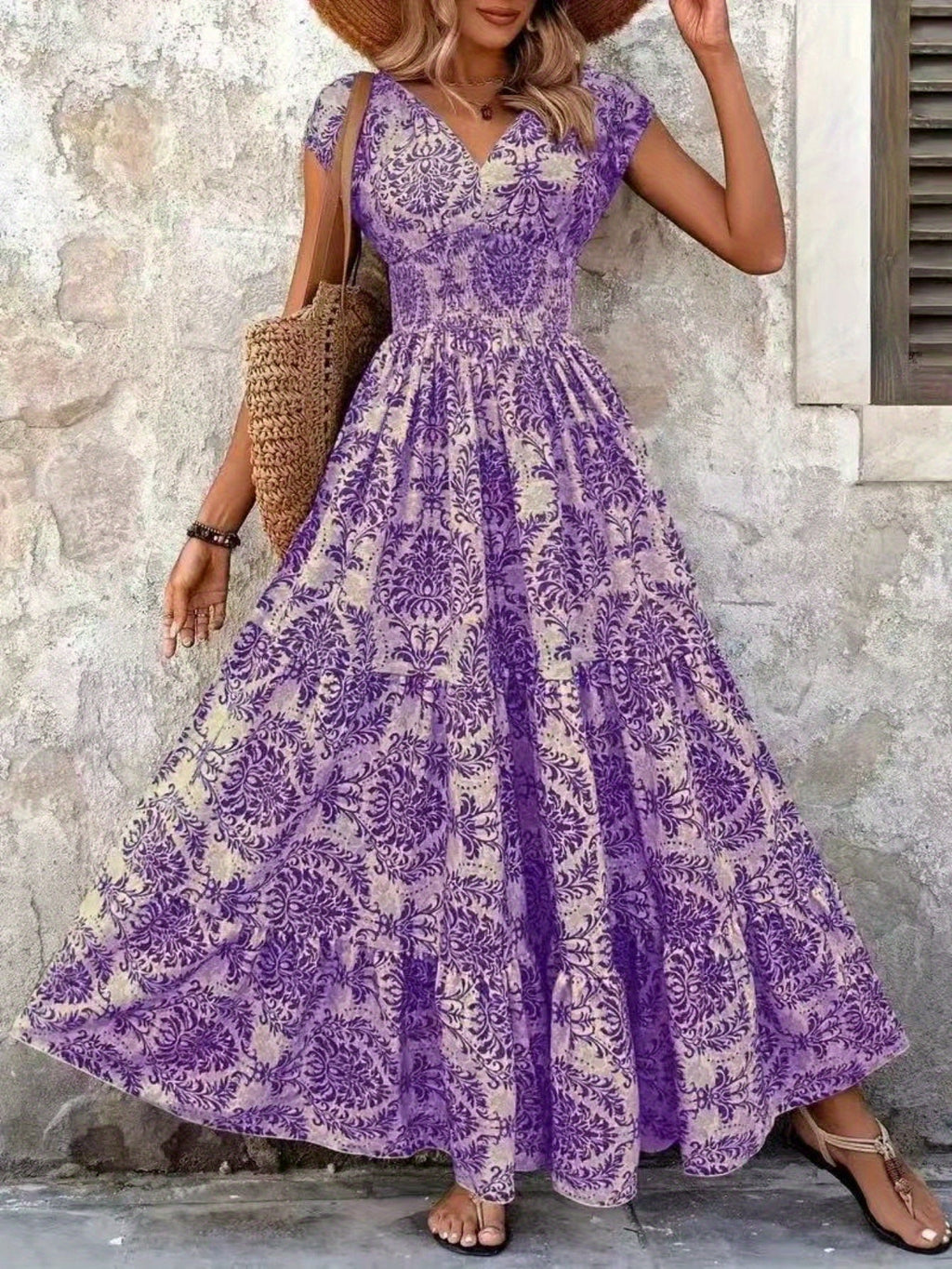 Summer Style  Floral V-neck Maxi Dress