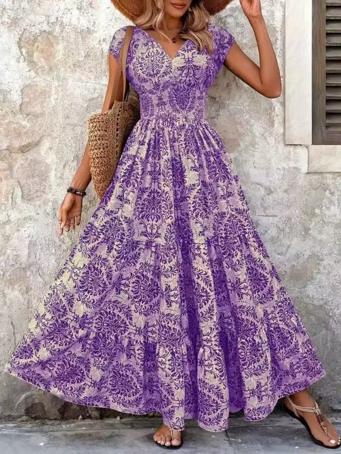 Summer Style  Floral V-neck Maxi Dress