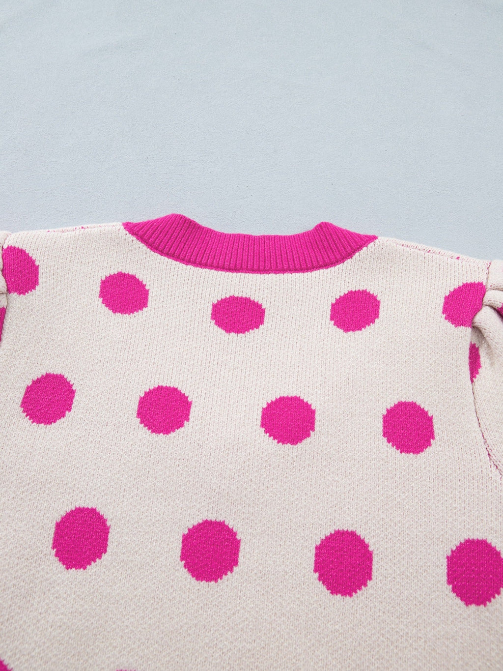 Polka Dot Puff Short Sleeve Sweater Top
