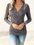 Plus Size Women's Casual Long Sleeve Top with Rhinestone Design