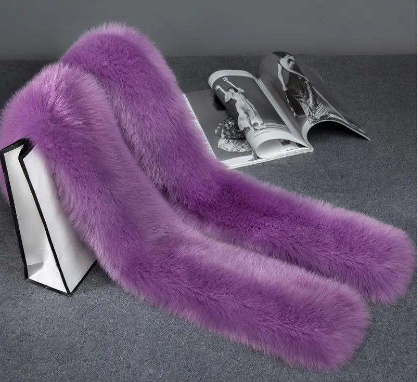 Faux Fur Long Scarf, Warm Fur Collar and Shawl