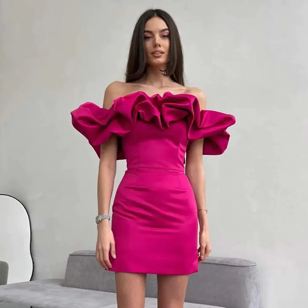Elegant Off-Shoulder Ruffled Dress for Women