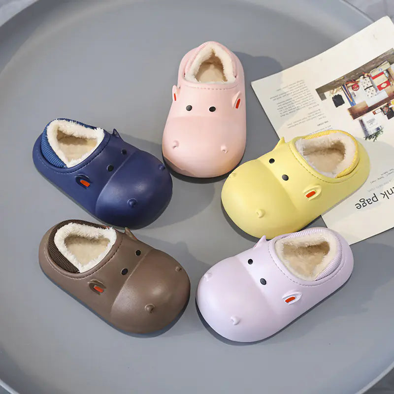 Children's Fleece-lined Cartoon Cotton Slippers