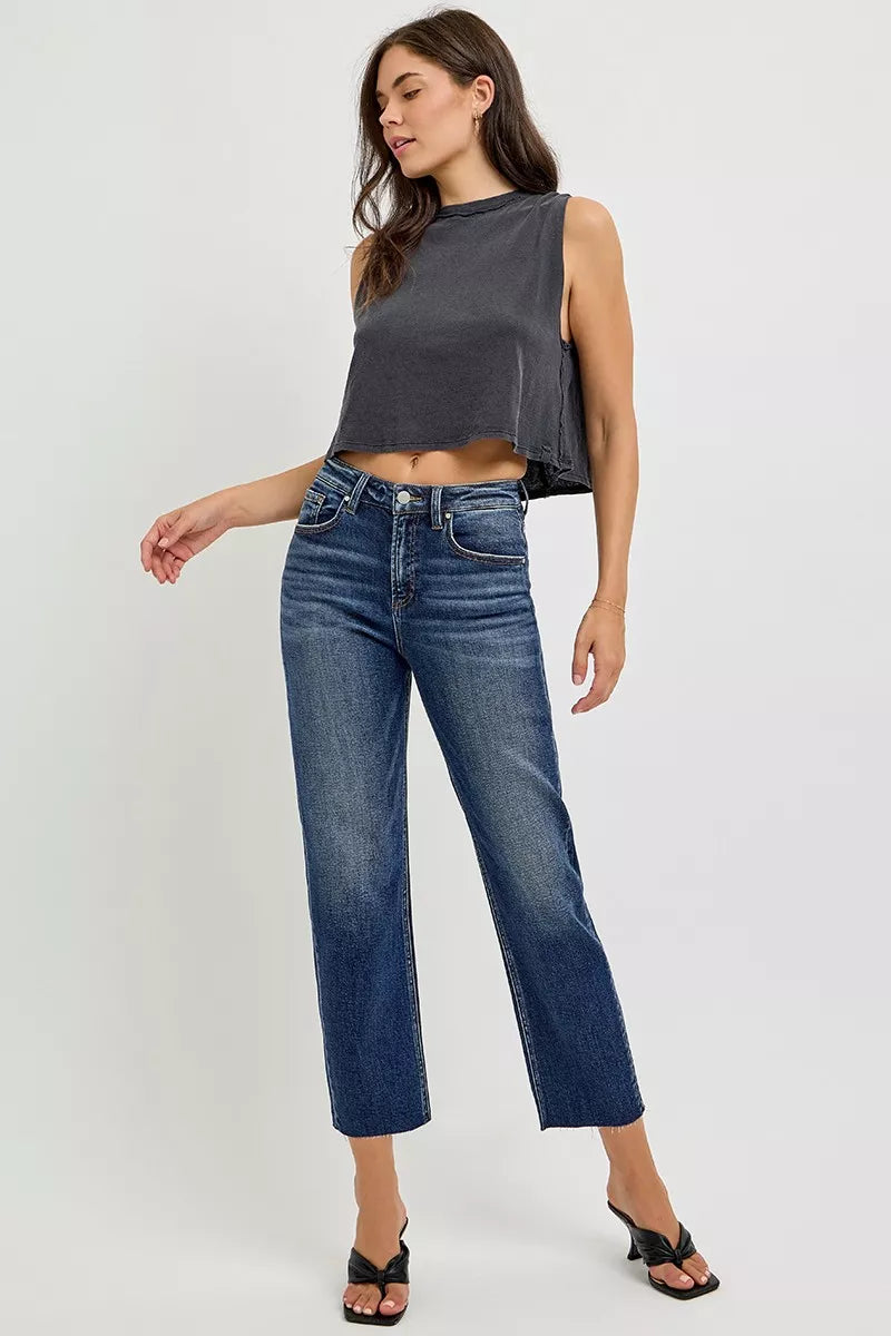 RISEN High Rise Slim Barrel Jeans