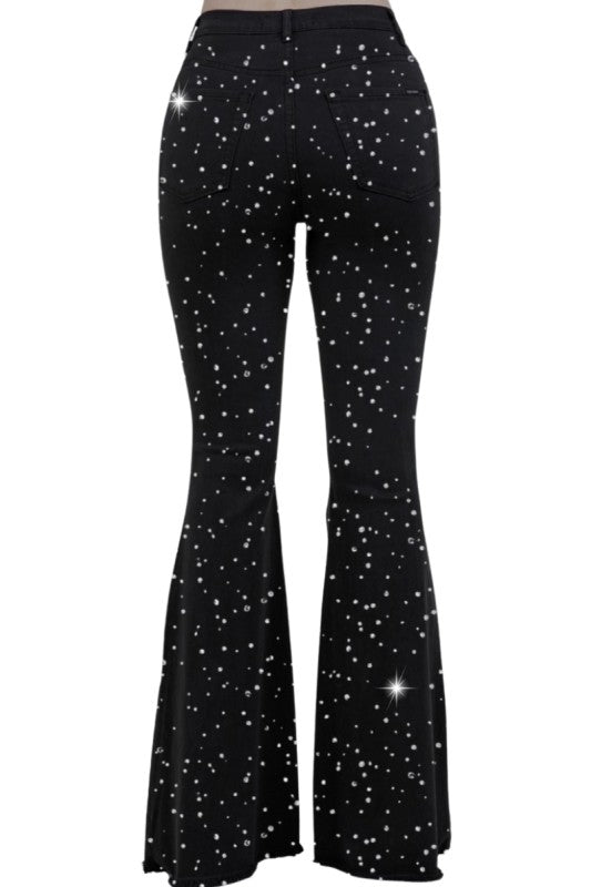 Galaxy Glow Rhinestone Flare Jeans Made in the USA