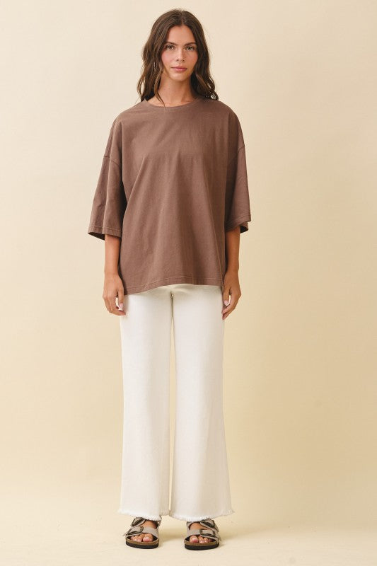 Wide Leg Raw Hem Denim Pants