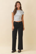 Wide Leg Raw Hem Denim Pants