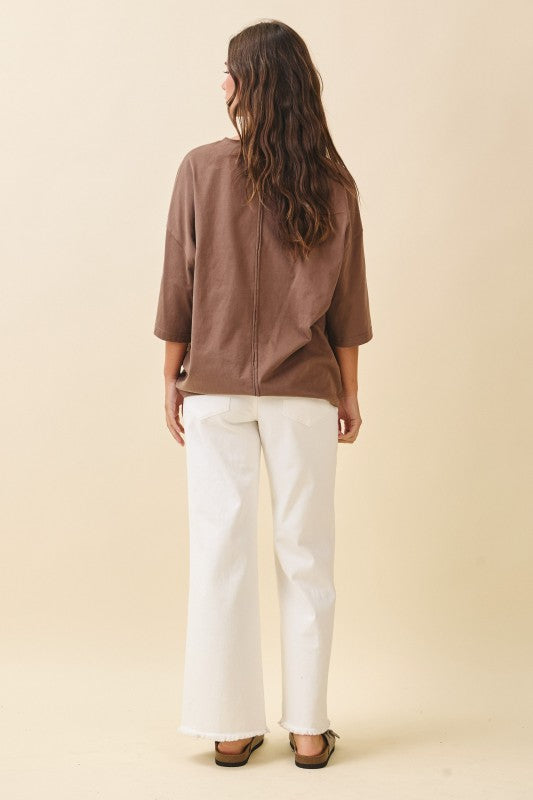 Wide Leg Raw Hem Denim Pants