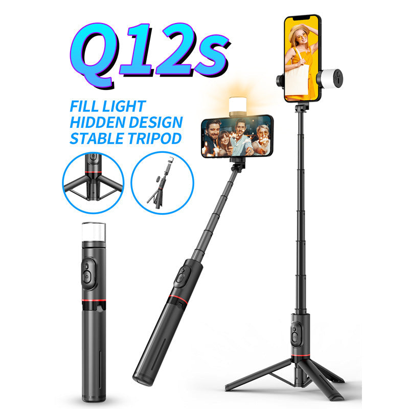 Mobile Phone Live Streaming Extension Pole Bluetooth Aluminum Alloy Desktop LED Fill Light Tripod Selfie Stick