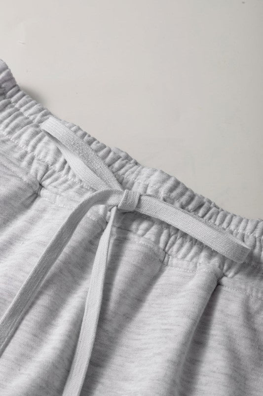 Solid French Terry Drawstring Waist Mini Skort