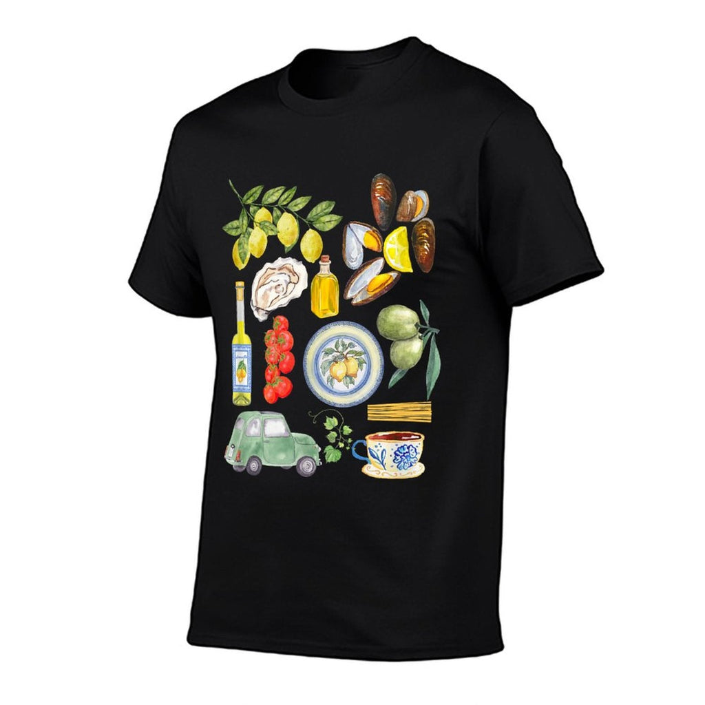 Italian Summer Scrapbook with Limoncello Seafood Coastal Graphic-printed T-Shirt