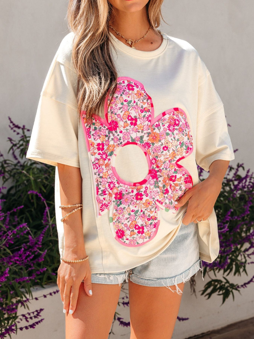 Floral Half Sleeve Oversized Top