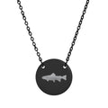Trout Silhouette Circle Necklace — Engraved Fishing Pendant