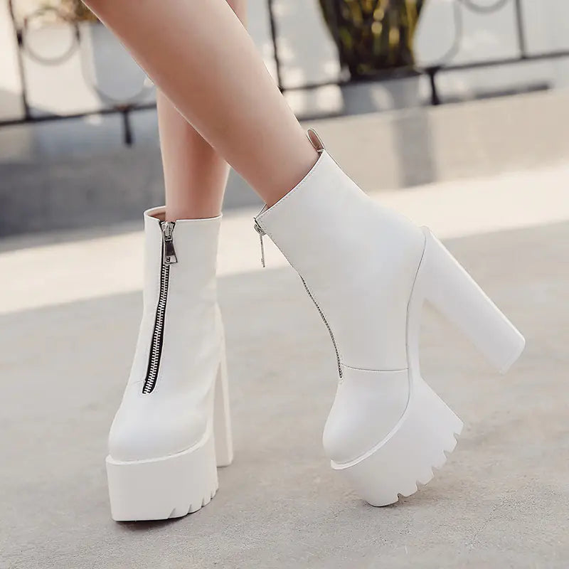 Women's Chunky Heels, Martin Boots, Waterproof Pumps