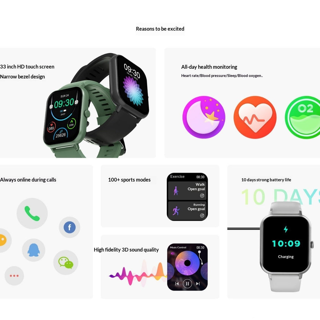 ZL54CJ Bluetooth Calling Smart Watch With Heart Rate And Blood Pressure Monitoring