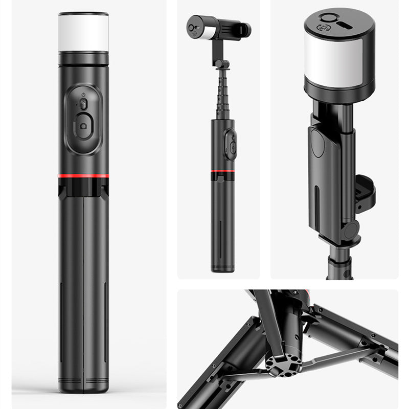 Mobile Phone Live Streaming Extension Pole Bluetooth Aluminum Alloy Desktop LED Fill Light Tripod Selfie Stick