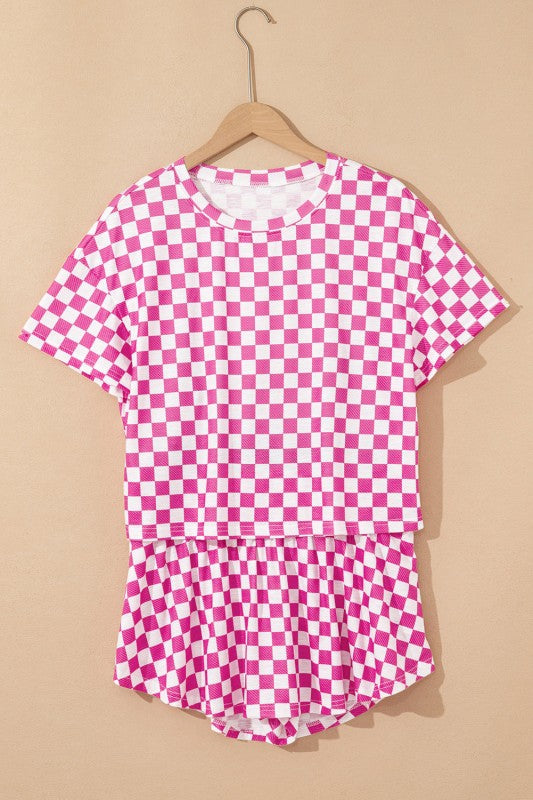 Checker T-Shirt & High Waist Skort Set