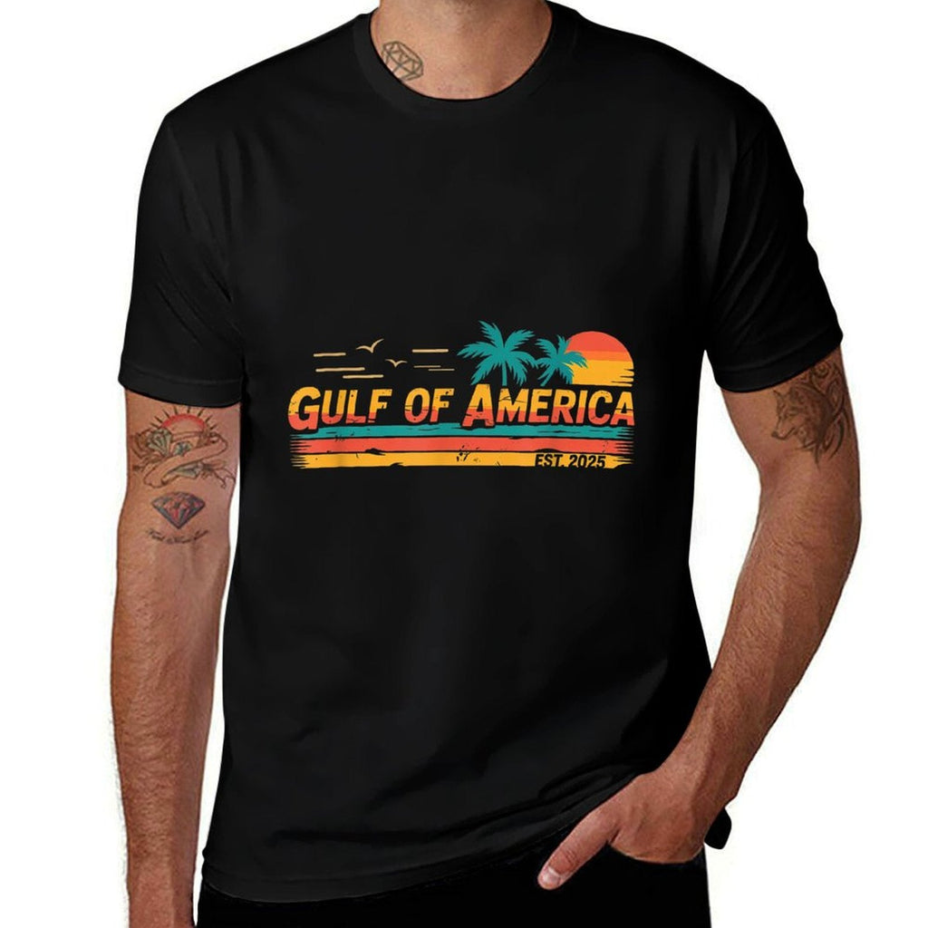 Vintage Gulf Of Us America Retro Sunset Gulf Of Us America Lightweight T-Shirt
