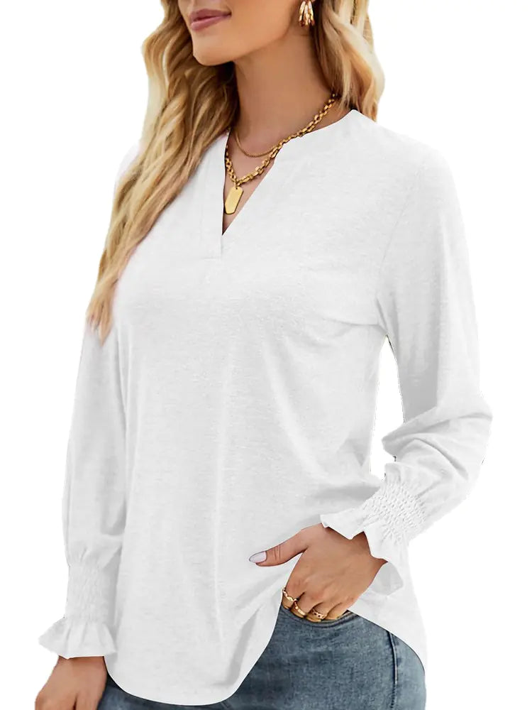Lightweight V-Neck Long Sleeve Sweatshirt for Women