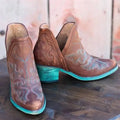 Embroidered Ankle Boots with Thick High Heels (Large Size)