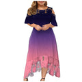 Trendy Plus-Size Gradient Lace Shoulder Dress for Women