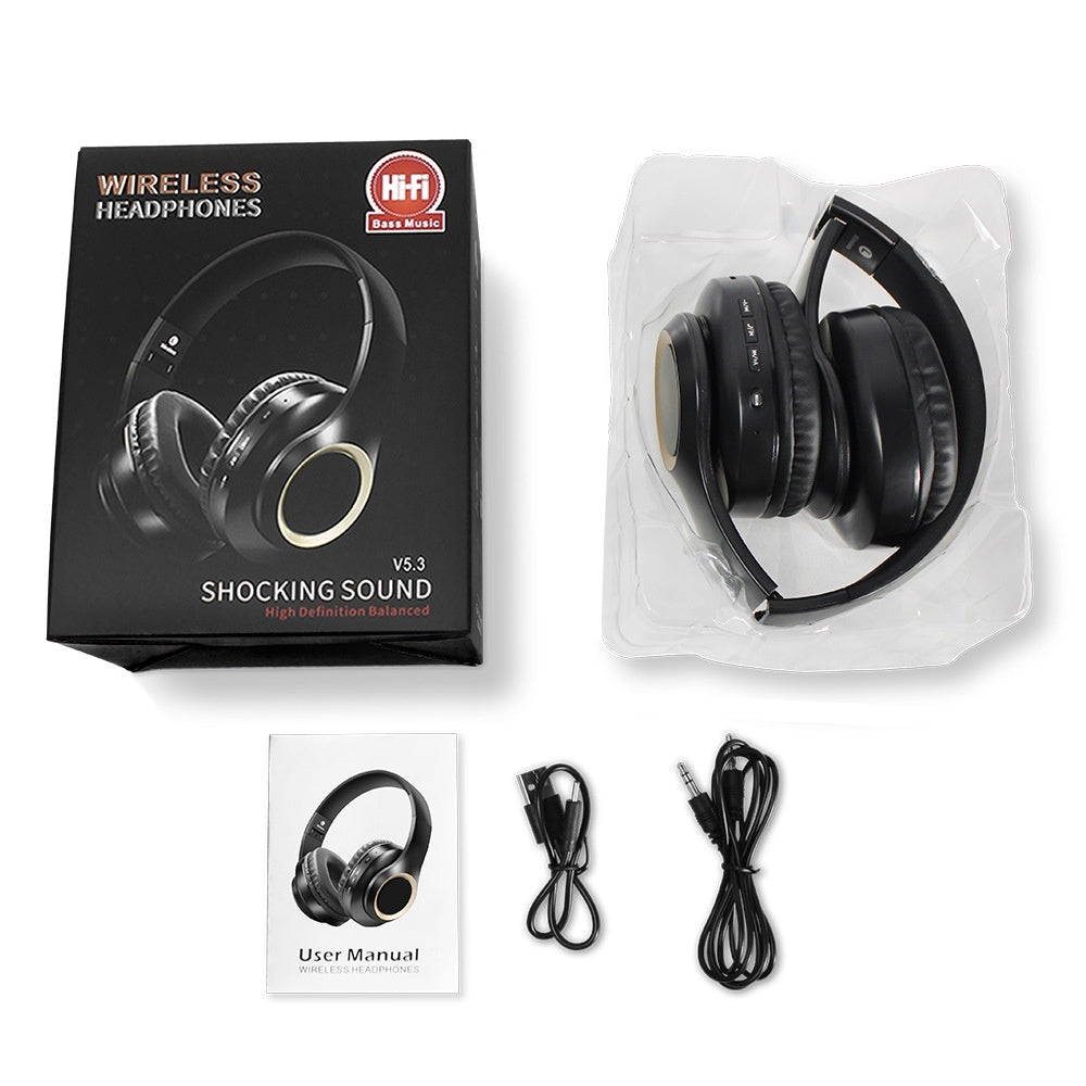 Foldable Bluetooth Headset With Large Earcups Card Slot And Long Battery Life