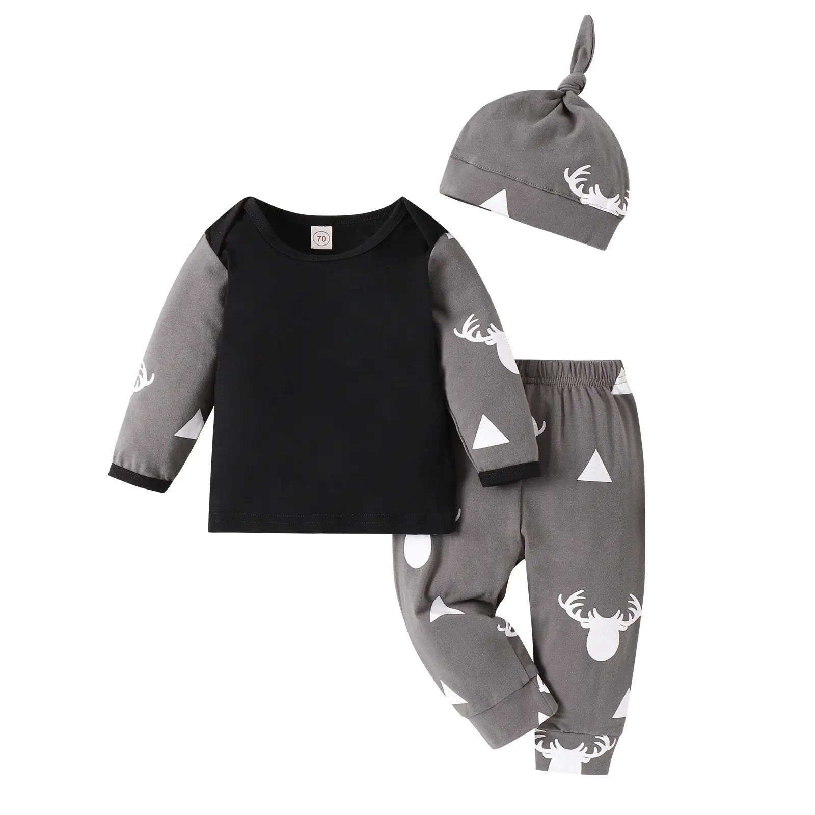 Triangle Print Deer Baby Bodysuit for Autumn
